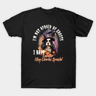 Spaniel Dog Ghost Guardian Vintage Halloween Funny T-Shirt